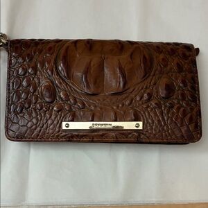 Brahmin Embossed Leather Clutch in Rich Brown
